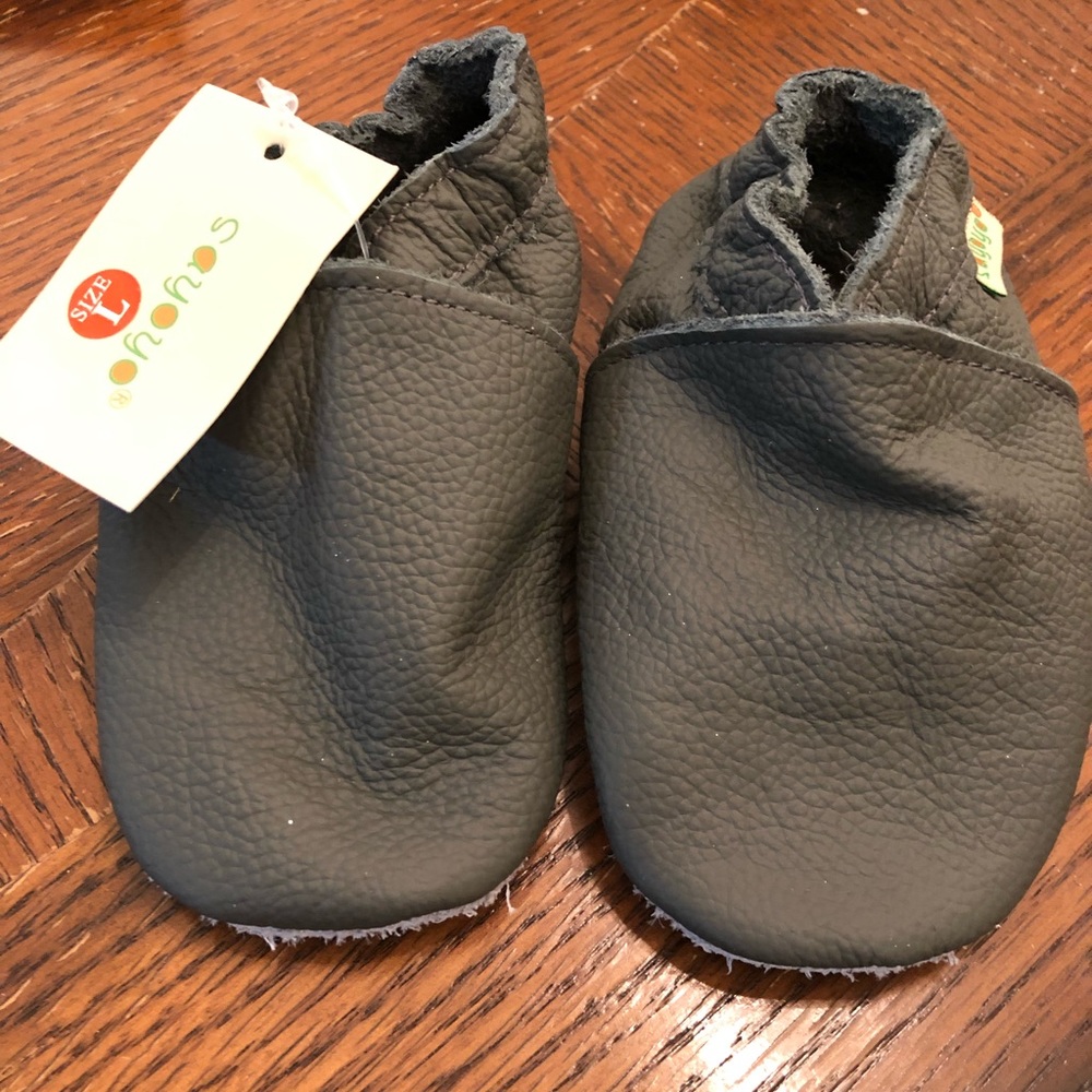 Grey first walker moccasin shoes
